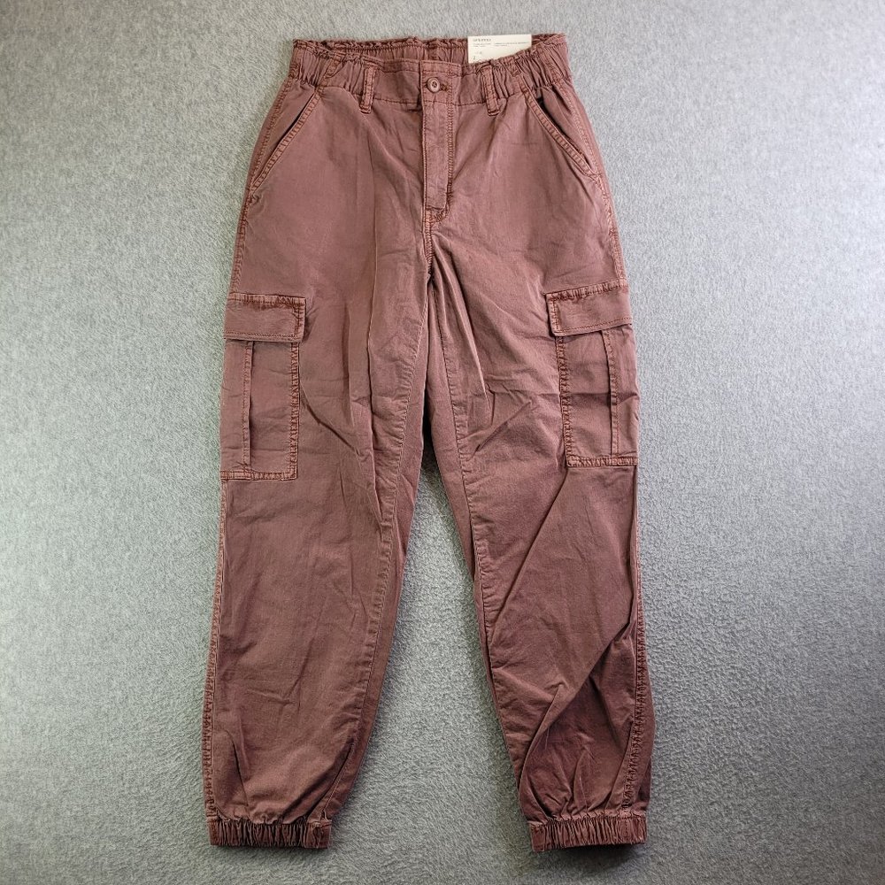 American Eagle Mom Joggers Womens 2 Short Pink Cargo Relaxed Super Stretch